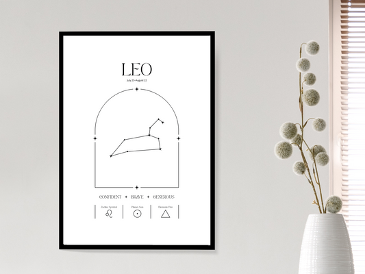 Leo Zodiac Print | Minimalist Astrology Poster