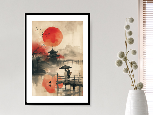 Japan Watercolour Print | Asian Landscape Poster