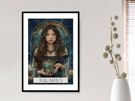 Aquarius Zodiac Tarot Print | Astrology Poster