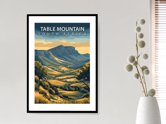 Table Mountain Travel Poster | Vintage Wall Print