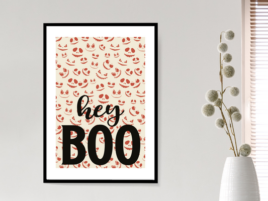 Hey Boo Halloween Print | Fun Seasonal Poster