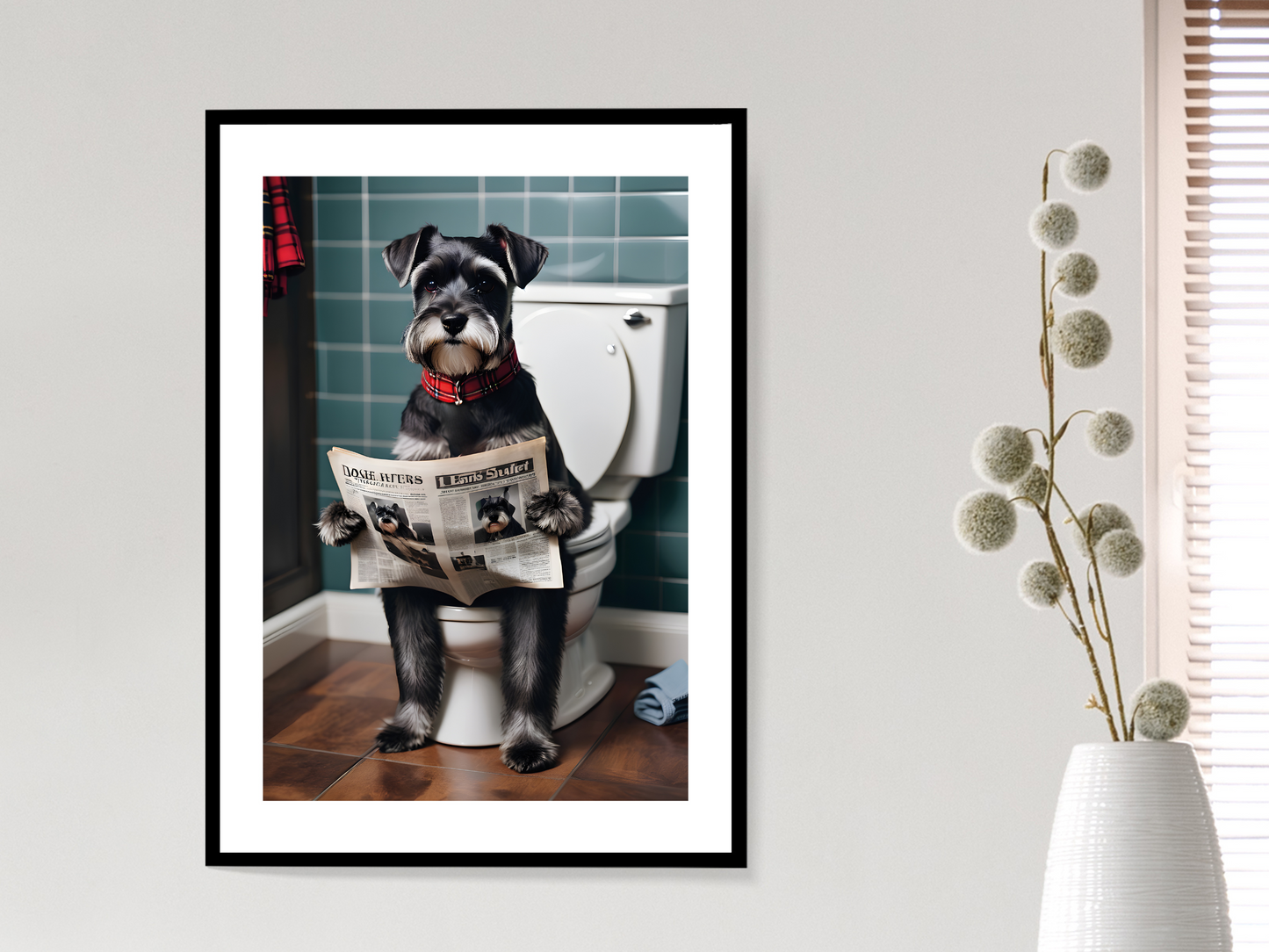 Grey Schnauzer on Toilet