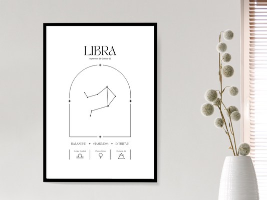 Libra Zodiac Print | Minimalist Astrology Poster