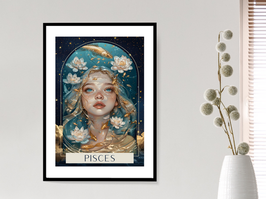 Pisces Zodiac Tarot Print | Astrology Poster