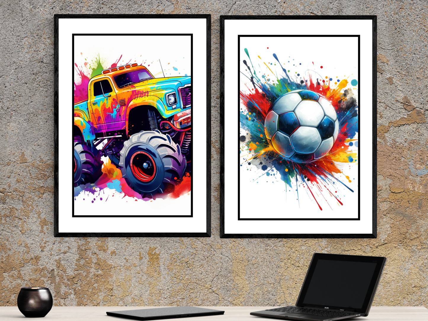 Watercolour Monster Truck Art