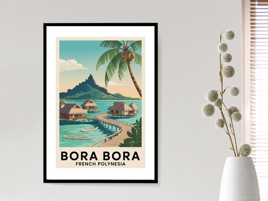 Bora Bora French Polynesia Travel Poster | Vintage Tropical Print