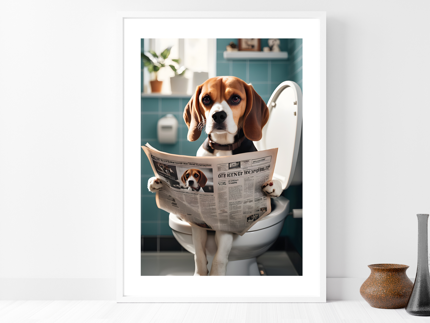 Beagle on Toilet