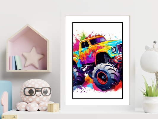 Watercolour Monster Truck Art