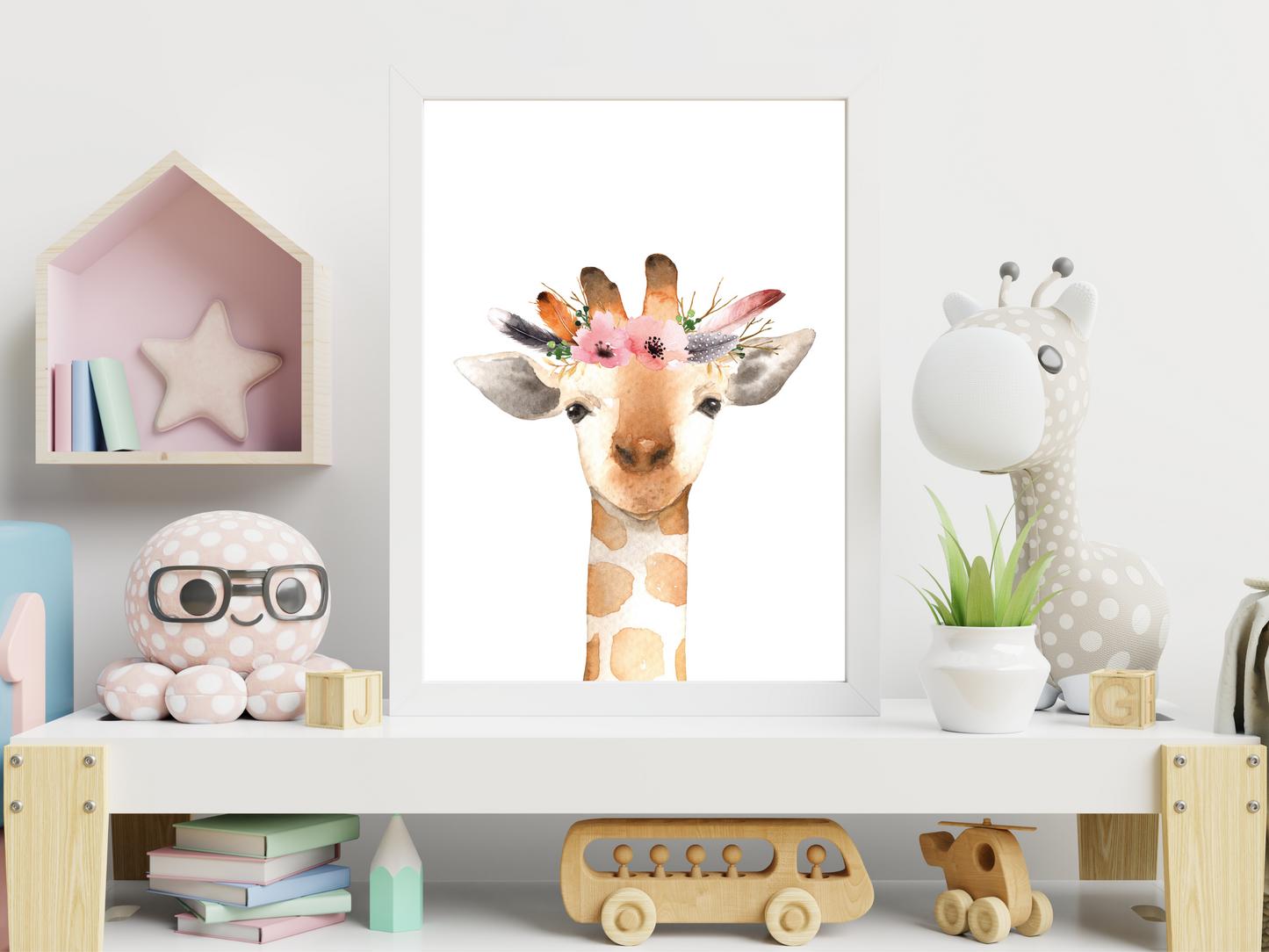 Floral Woodland Giraffe