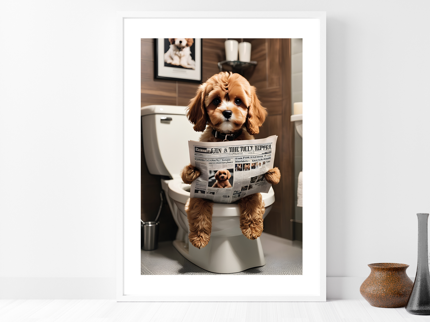 Cavapoo on Toilet