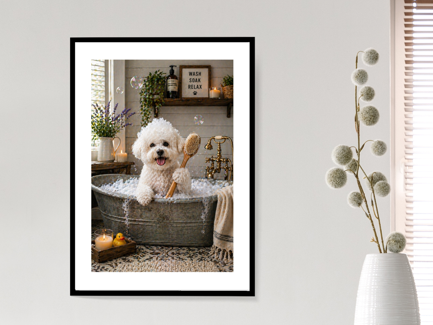 Bichon Frise Dog In Bath