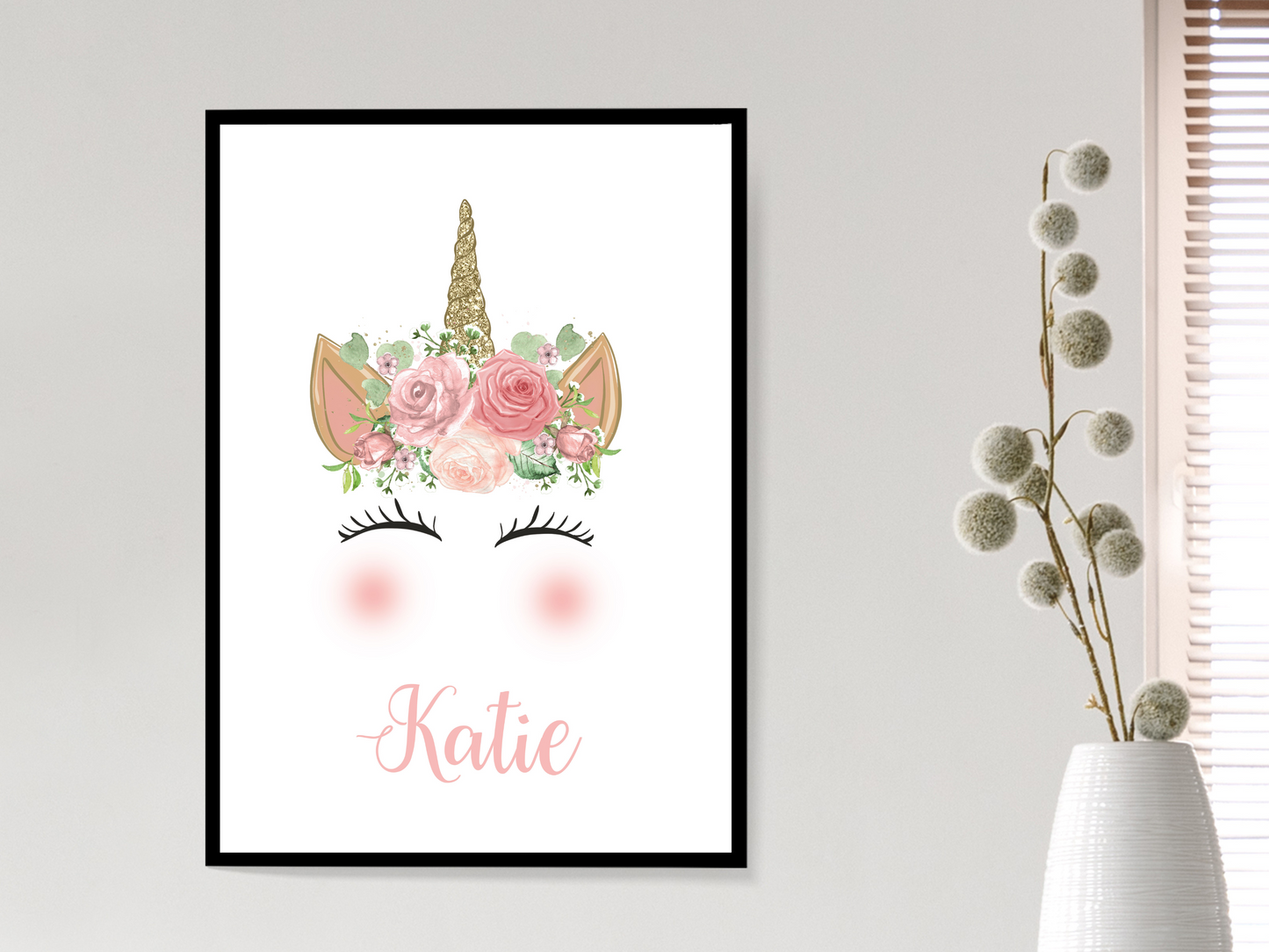 Floral Unicorn Personalised Print