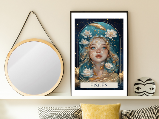 Pisces Zodiac Tarot Print | Astrology Poster