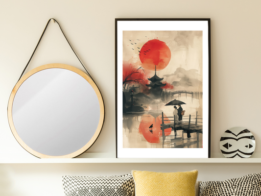 Japan Watercolour Print | Asian Landscape Poster