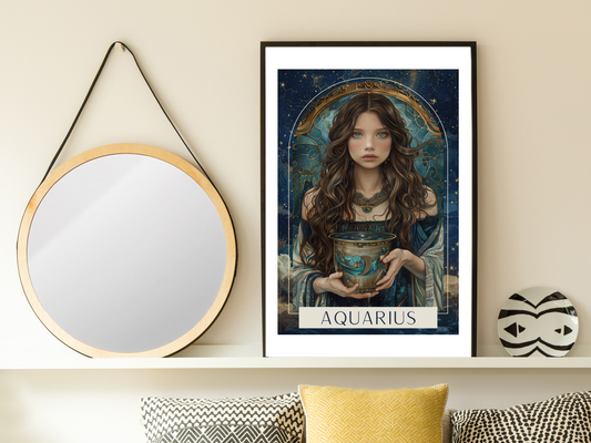 Aquarius Zodiac Tarot Print | Astrology Poster