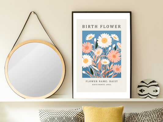 Birth Flower Print April Daisy | Birthday Month Poster