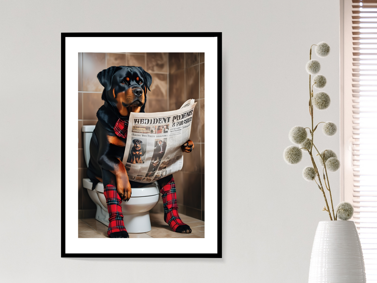 Rottweiler on Toilet