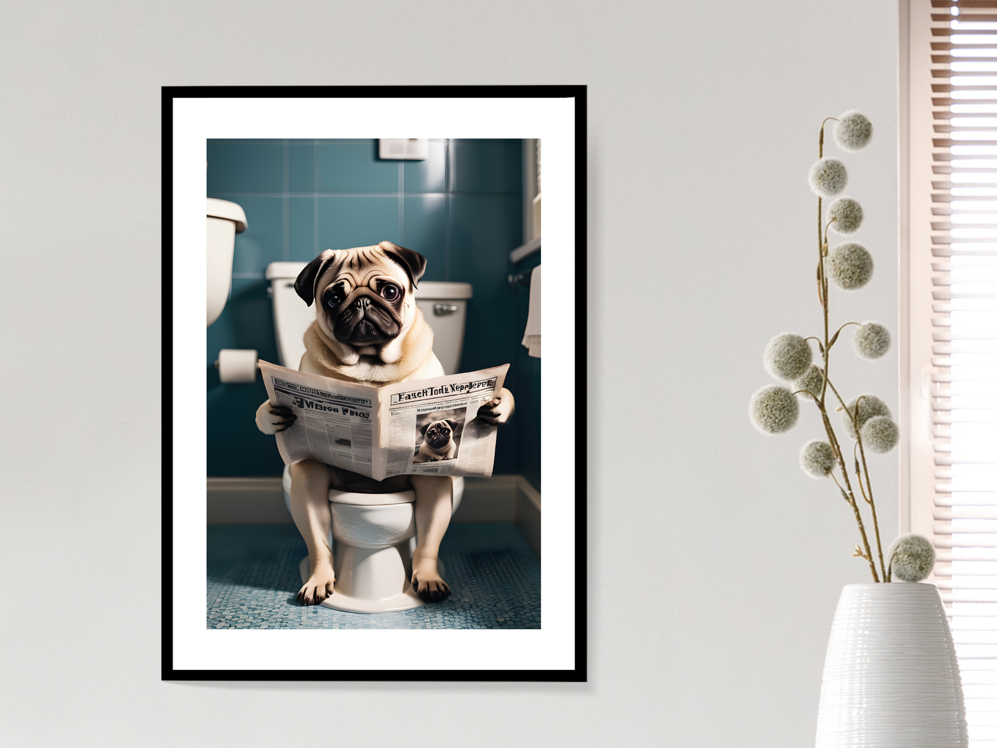 Pug on Toilet