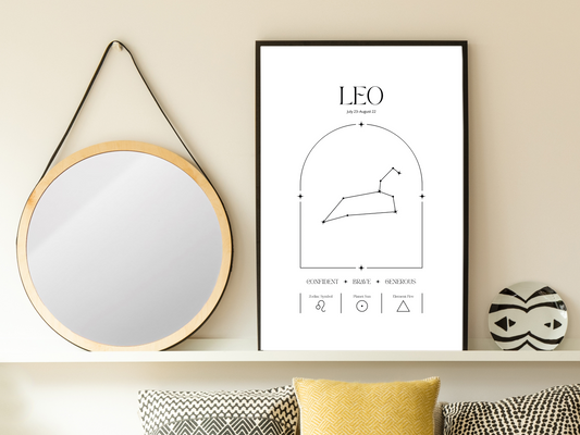 Leo Zodiac Print | Minimalist Astrology Poster