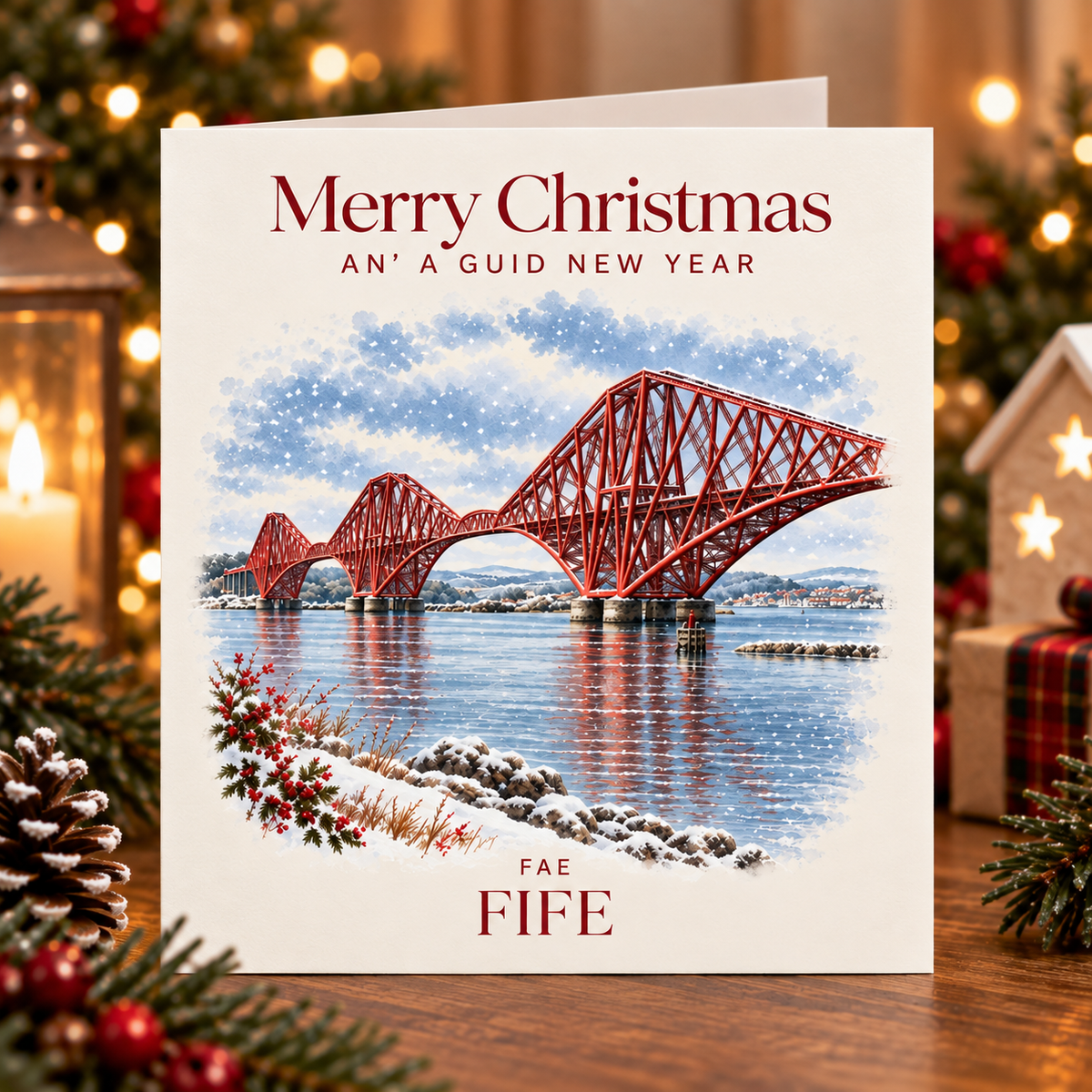 Merry Christmas Fae Fife Rail Bridge Card