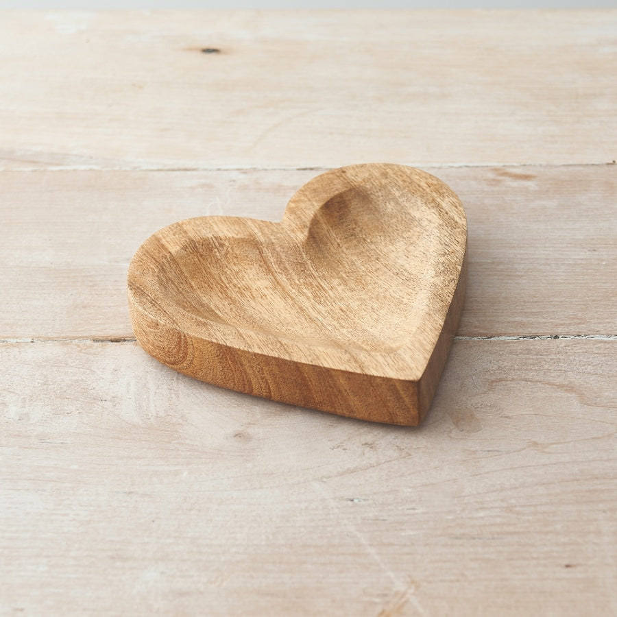 Natural Wooden Heart Dish, 15cm