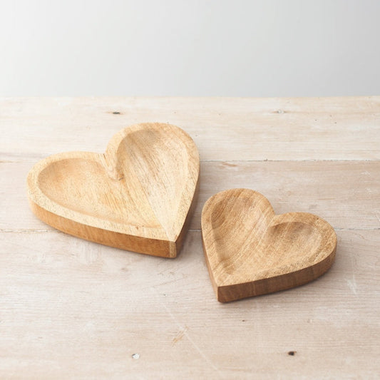 Natural Wooden Heart Dish, 20cm