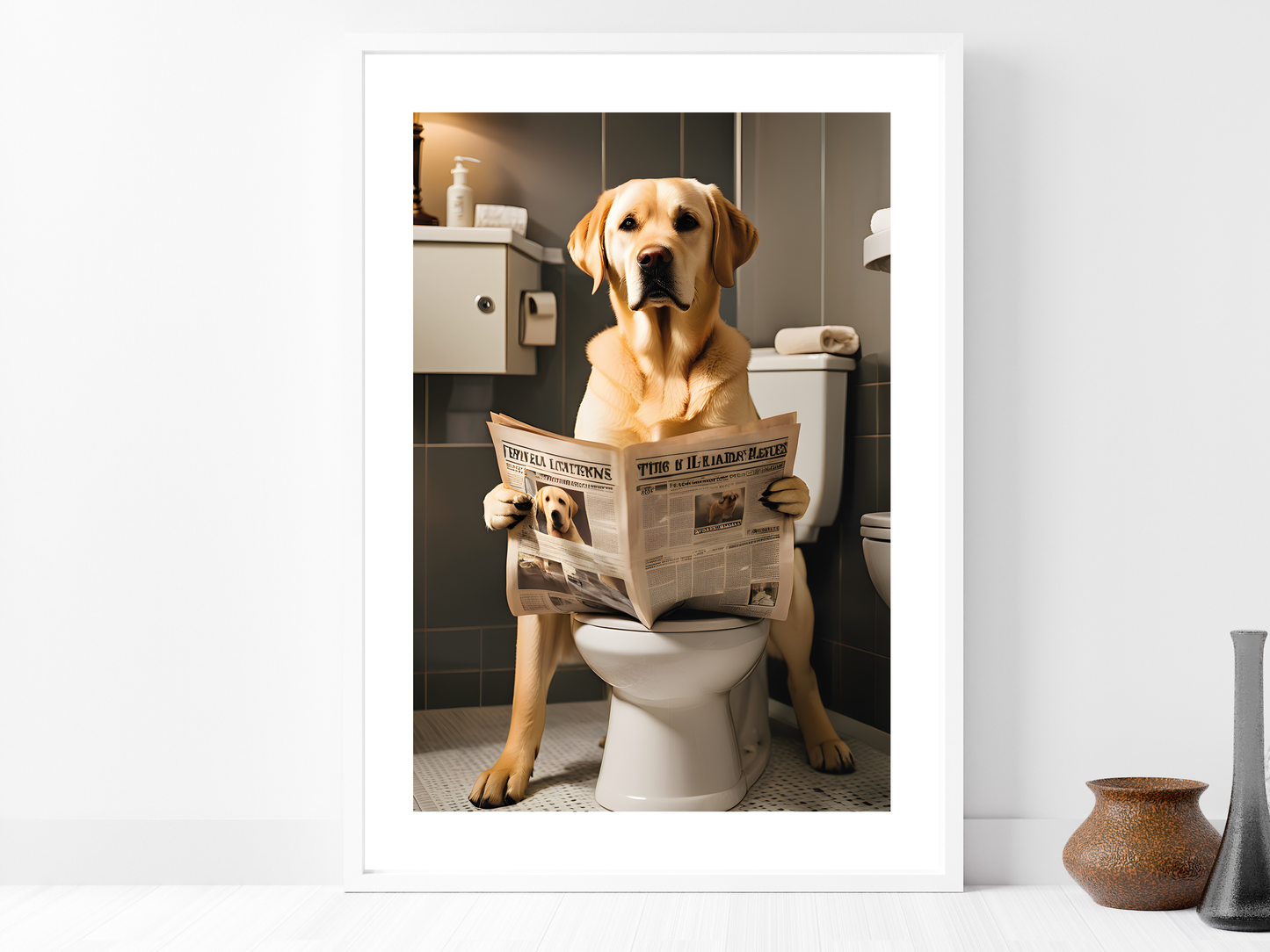 Golden Labrador on Toilet