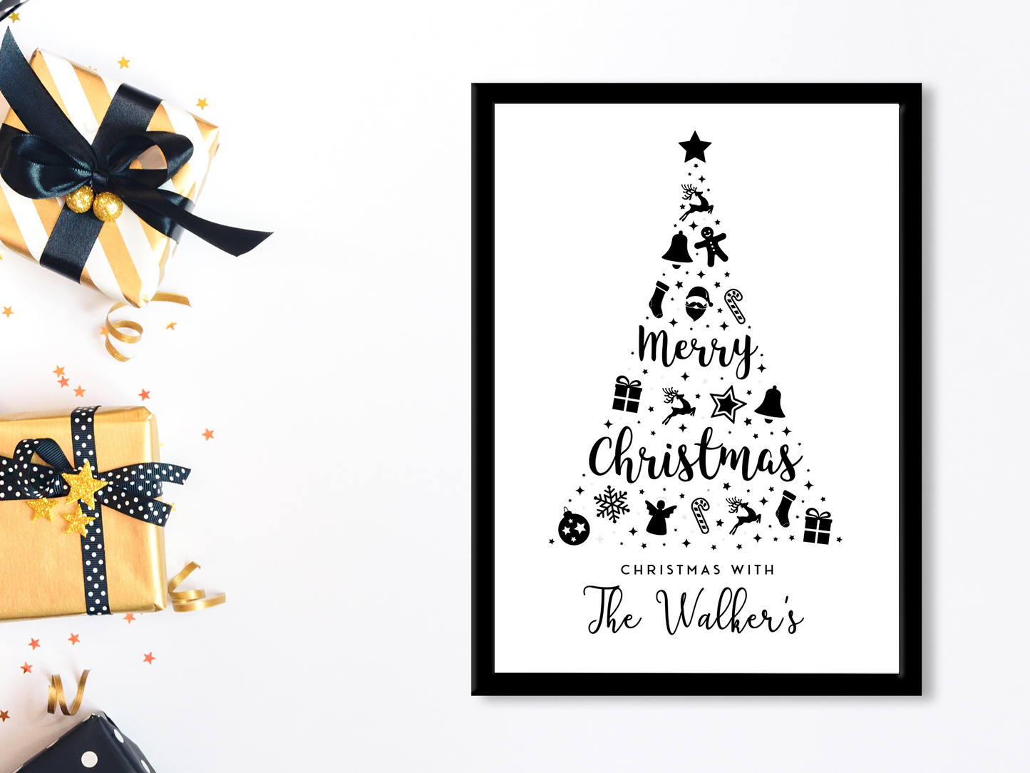 Monochrome Christmas Tree Personalised