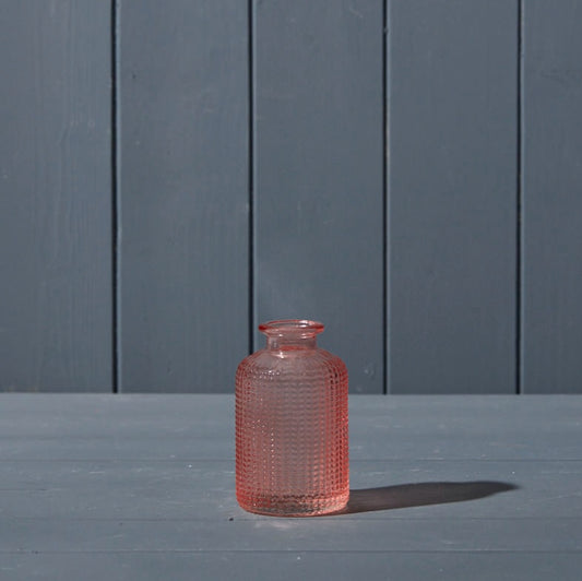 Pink Dimpled Glass Bottle