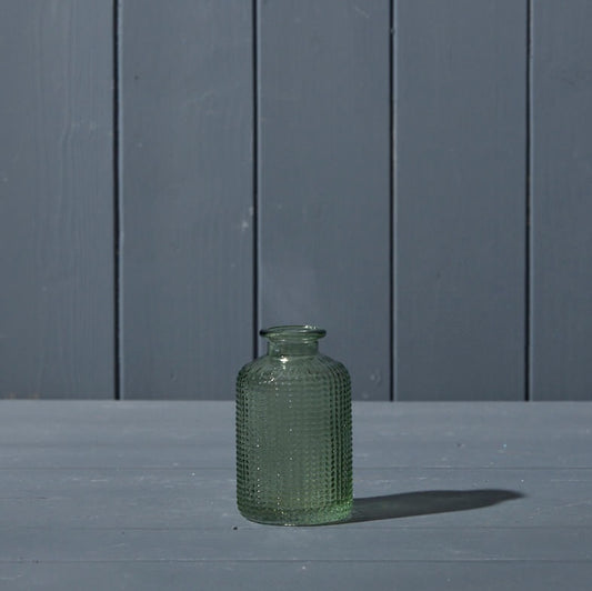 Green Dimpled Glass Bottle