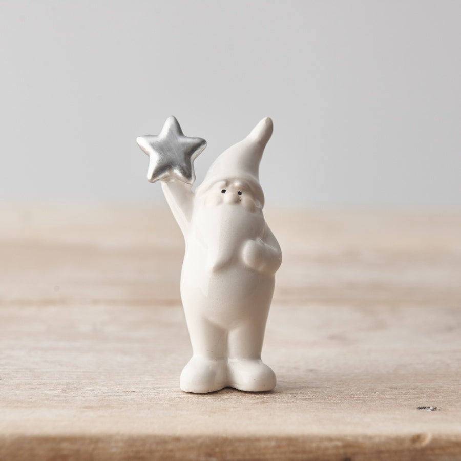 Ceramic Santa Ornament | Star or Heart Design