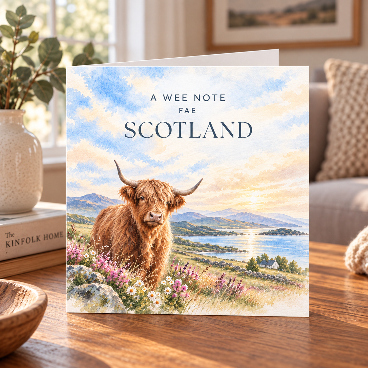 Wee Note Fae Scotland Highland Coo Card