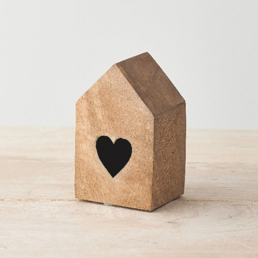 Wood Block House With Heart