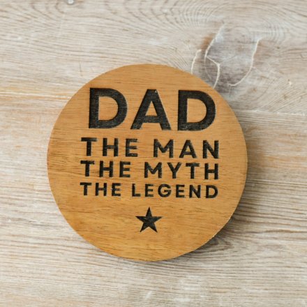 'Dad' Round Wooden Coaster