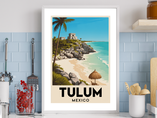 Tulum Mexico Travel Poster | Vintage Wall Print