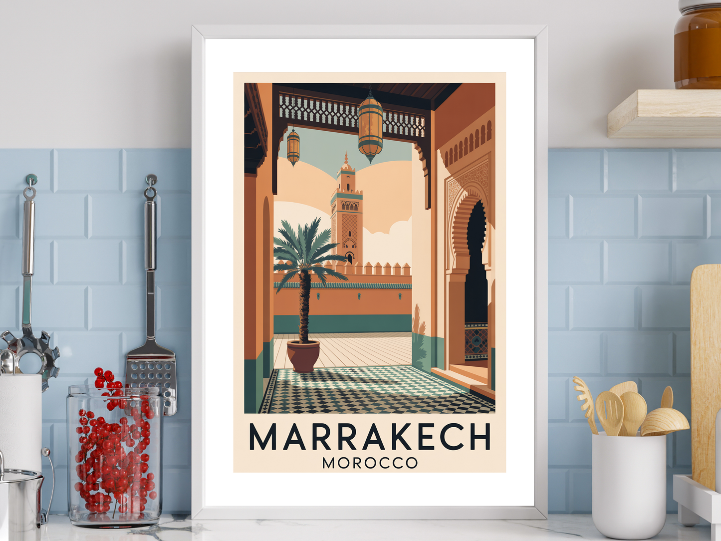 Marrakech Morocco Travel Poster | Vintage Wall Print
