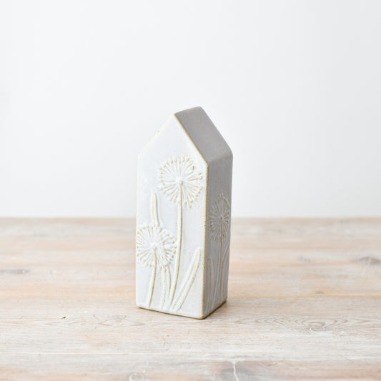 Tall Ceramic House Ornament & Dandelion Design