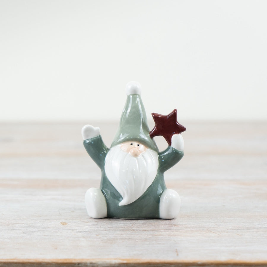 Green Santa Holding Star Ornament