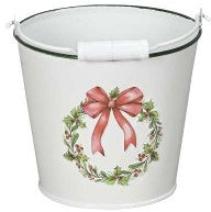 Festive Wreath & Bow Bucket Pot