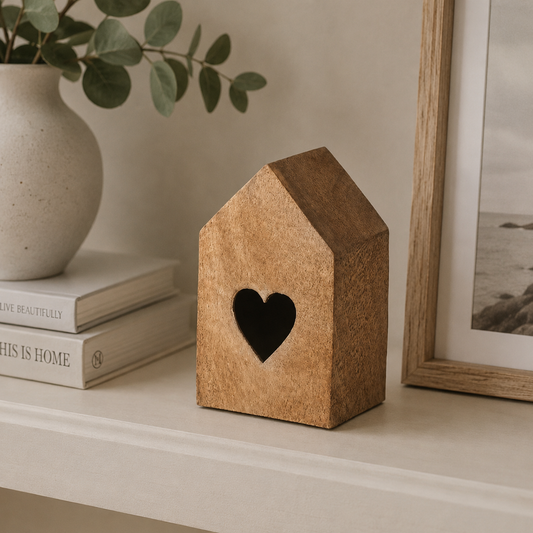 Wood Block House With Heart