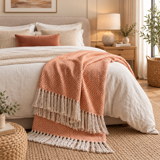 Rust Orange Diamond Throw