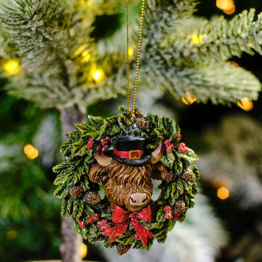 Highland Cow Hanging Resin Decoration