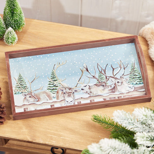 Festive Reindeer Wooden Tray
