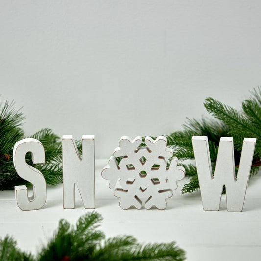 Wooden ‘SNOW’ Word Block Decoration