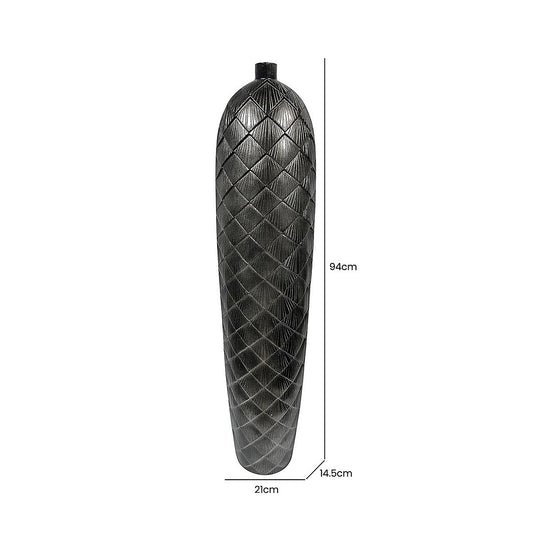 Tall Gunmetal Grey Polyresin Floor Vase, Large