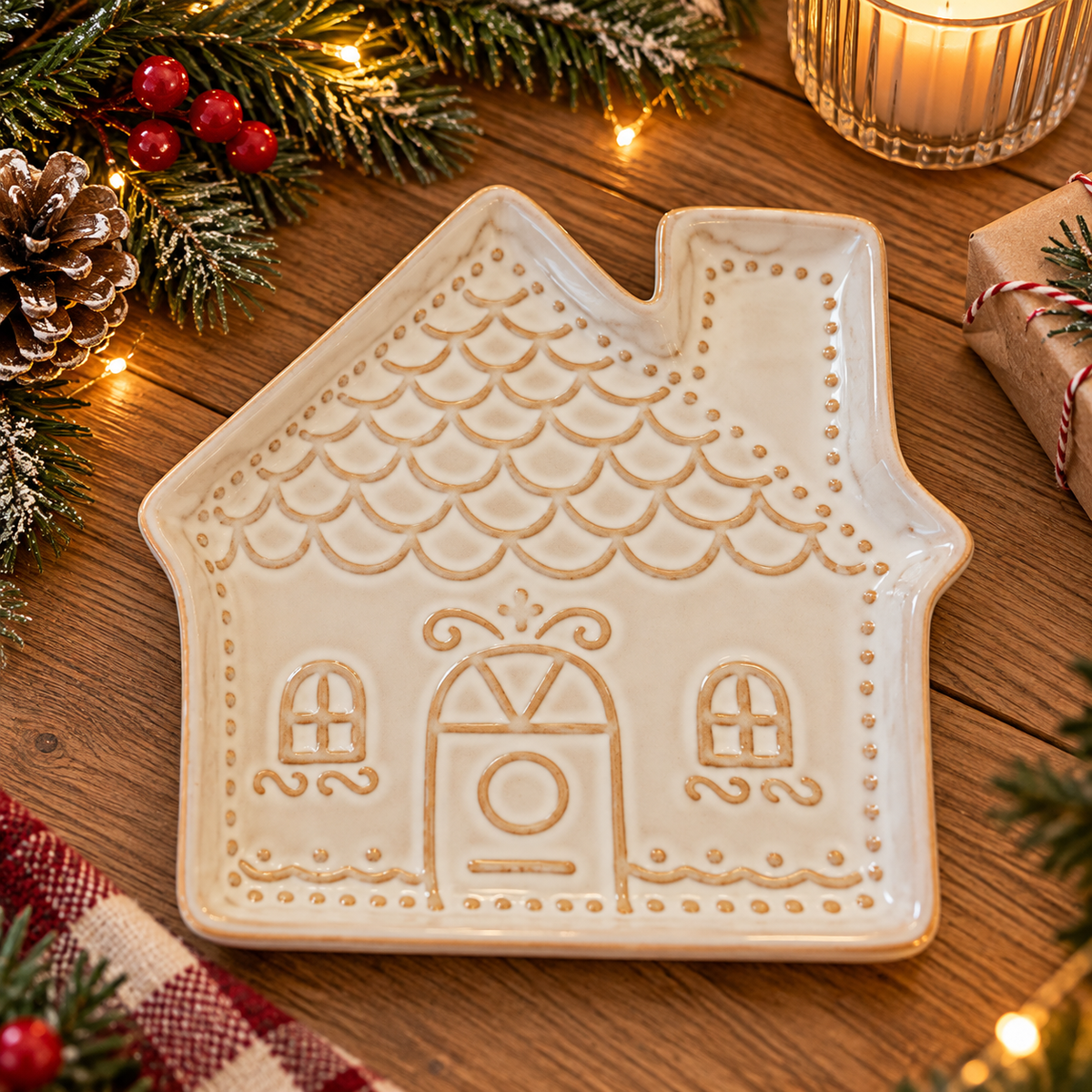 Gingerbread House Ceramic Dish