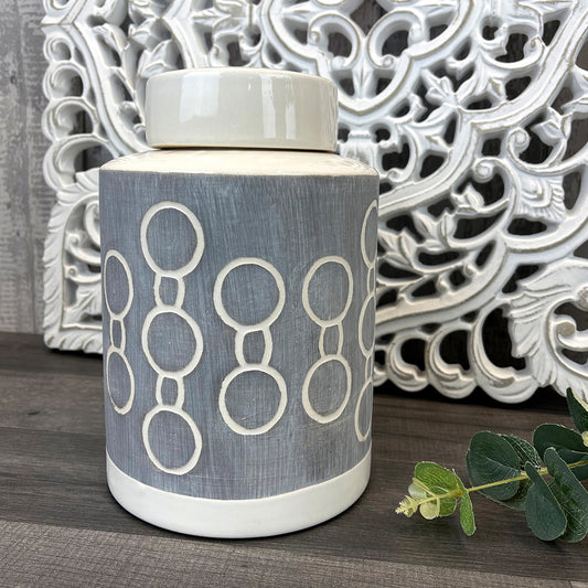Grey Circle Design Ginger Jar