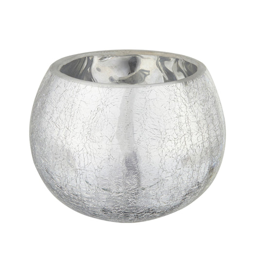 Crackle Effect Glass Candle Holder