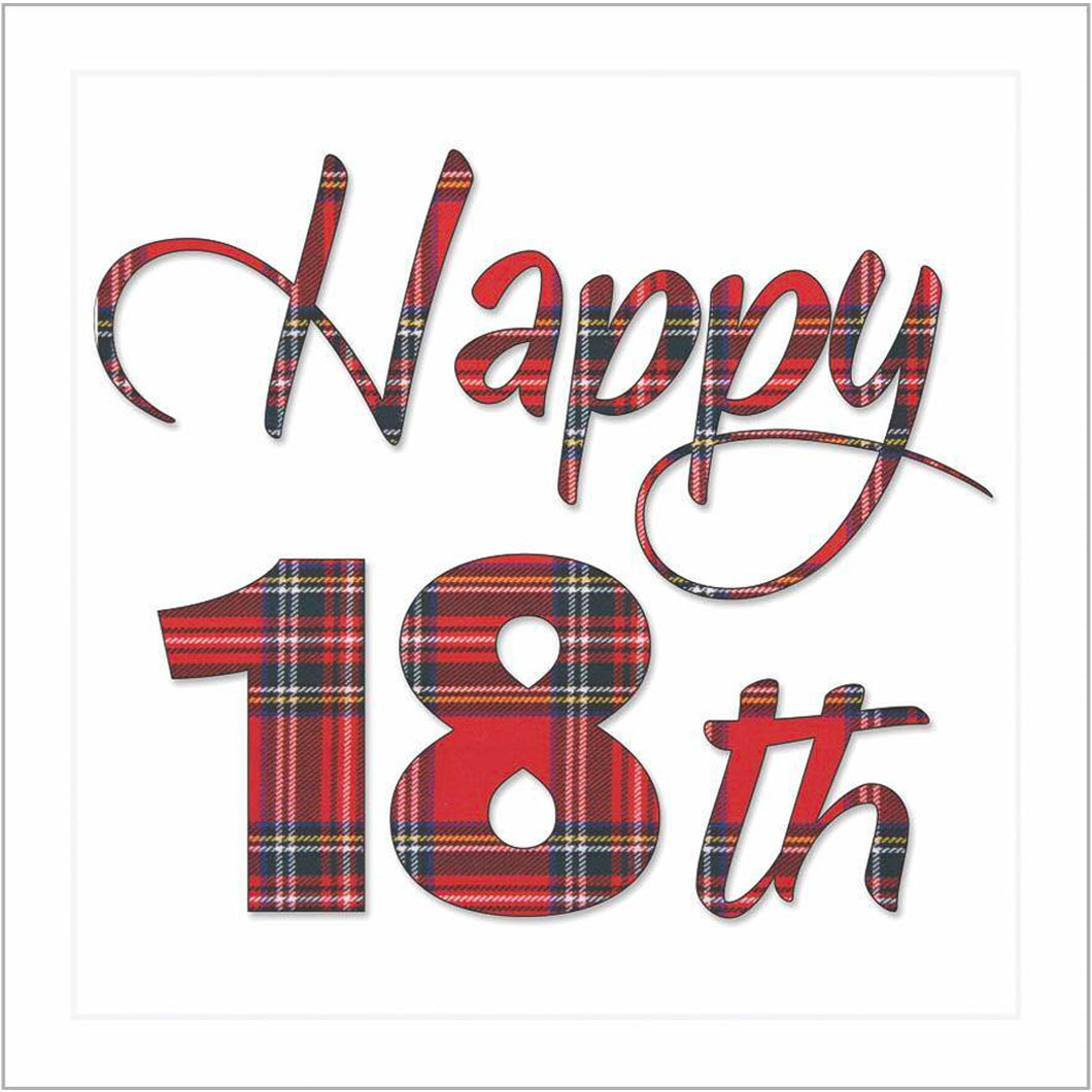 Happy 18th Birthday Red Tartan Card