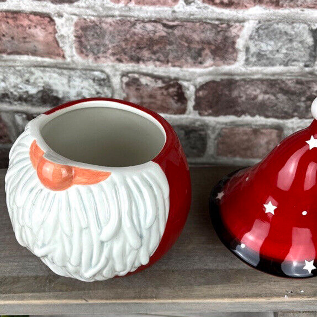 Red Ceramic Christmas Gonk Storage Jar